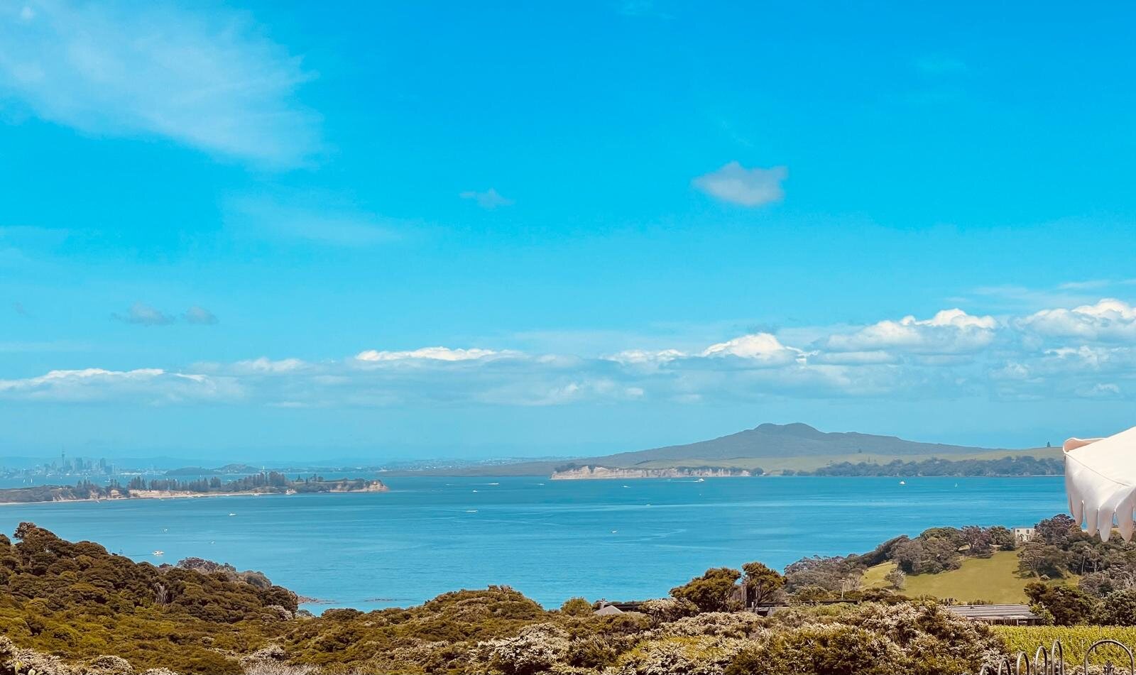 View across Waiheke Island toward Rangitoto.